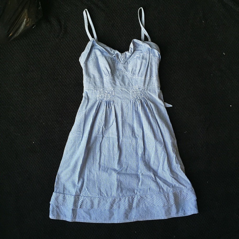 American Eagle Summer Seersucker Ruffle Dress 4